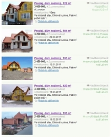 Prodej rodinného domu - pět realitních kanceláří